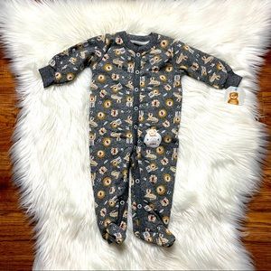 Baby Fresh Baby Lion/Cheetah Organic Fleece Footie Pajama  Size 3-6 Months NWT